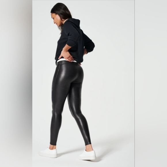 SPANX, Faux‎ Leather Leggings, Black, Size Small - Picture 1 of 6
